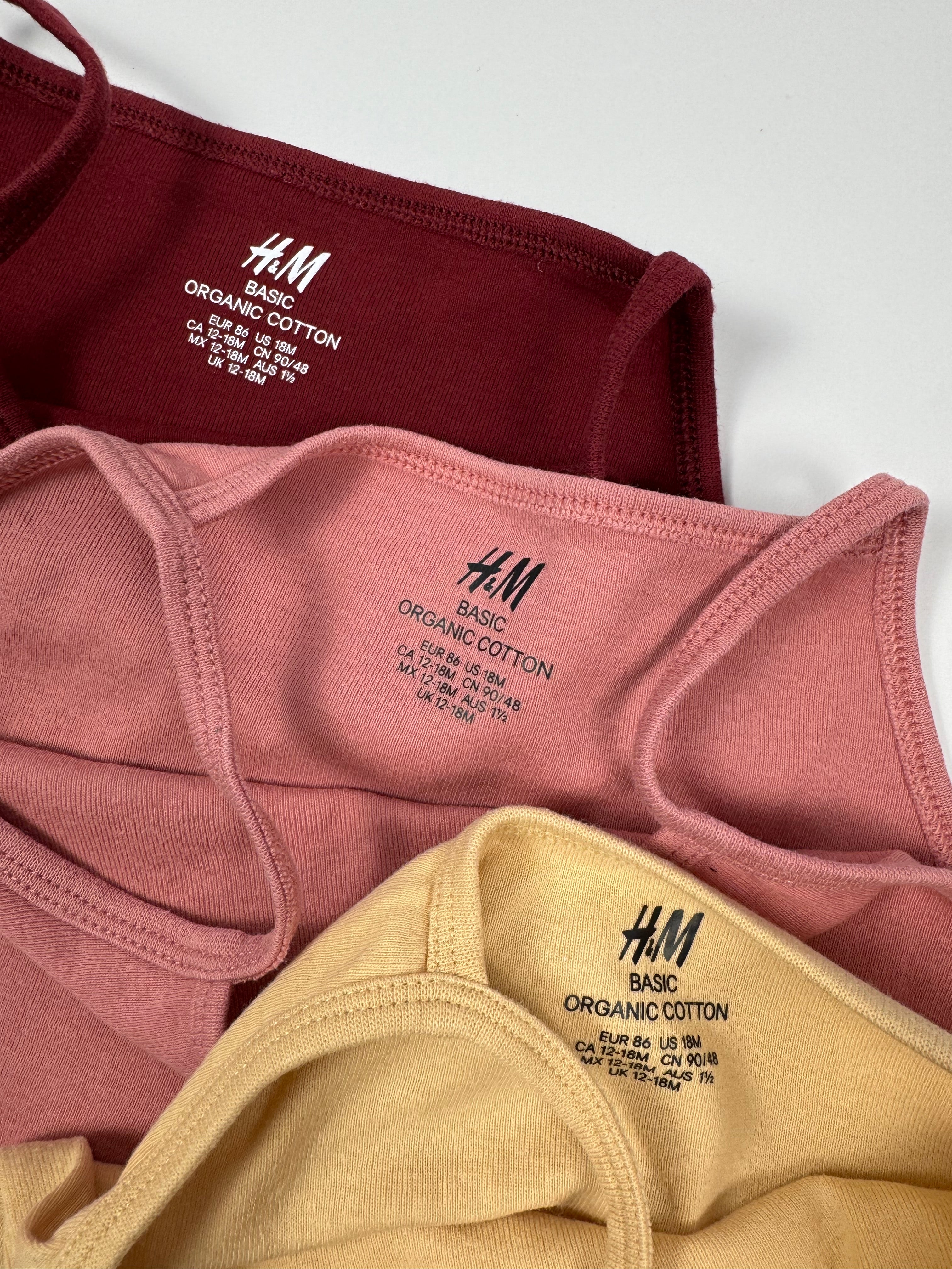 3 Spaghettiträger Bodys von H&M, Gr. 86